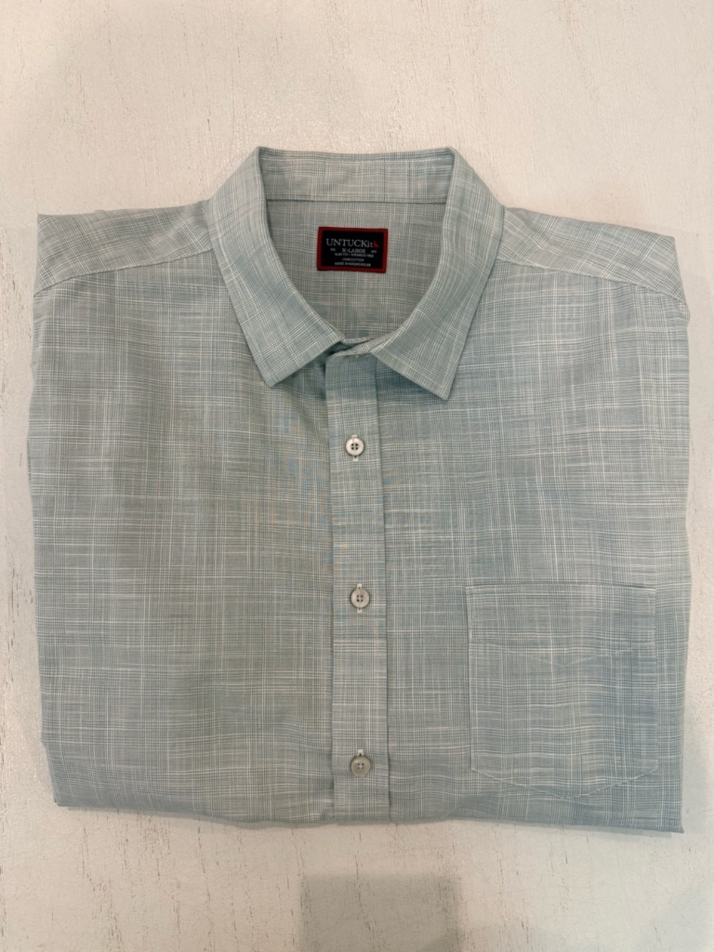 UNTUCKit SeaGreen Windowpane Design Slim fit Wrinkle-free Button-Down Shirt, XL